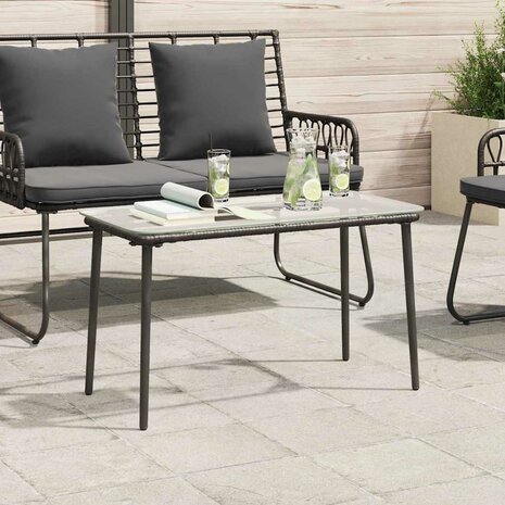 Tuintafel Zwart 80 x 40 x 45 cm poly rattan 3
