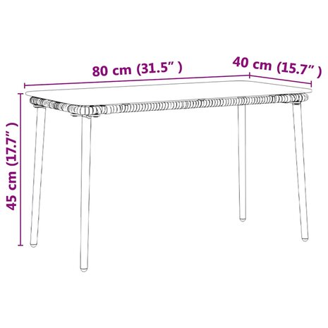 Tuintafel Naturel 80 x 40 x 45 cm poly rattan 10