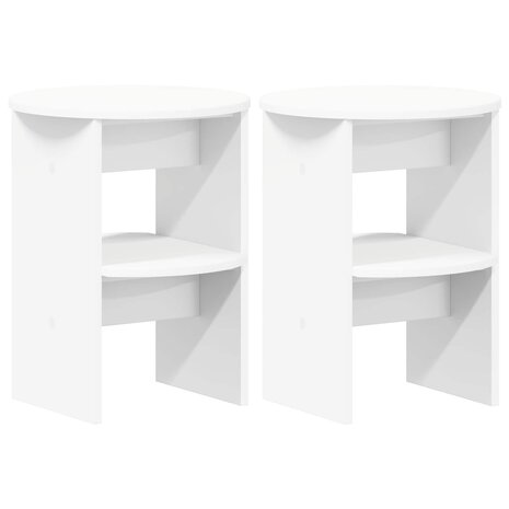 Bijzetkast 2 pcs Wit &Oslash;40 x 50 cm Geconstrueerd hout 2