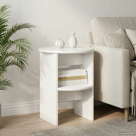 Bijzetkast 2 pcs Hoogglans Wit &Oslash;40 x 50 cm Geconstrueerd hout 1
