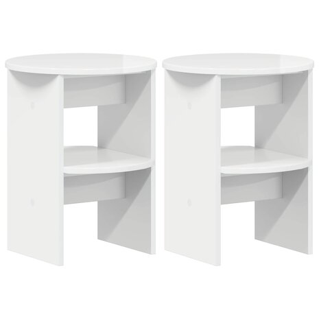 Bijzetkast 2 pcs Hoogglans Wit &Oslash;40 x 50 cm Geconstrueerd hout 2