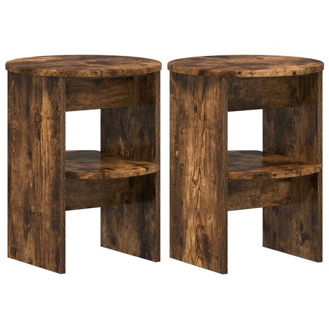 Bijzetkast 2 pcs Gerookte Eik &Oslash;40 x 50 cm Geconstrueerd hout 2