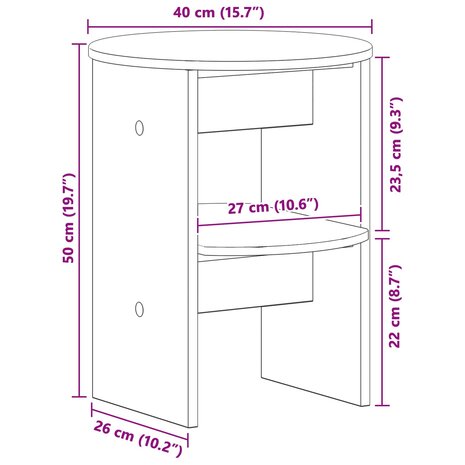 Bijzetkast Oudhout &Oslash;40 x 50 cm Geconstrueerd hout 9