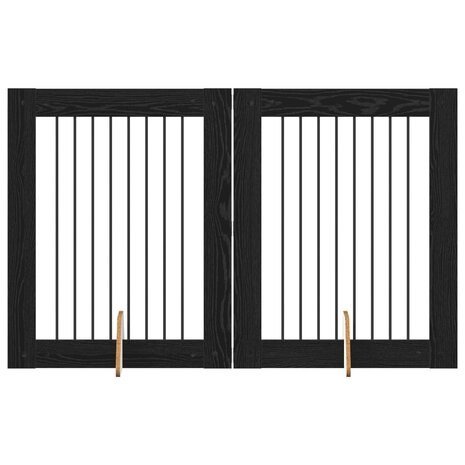 Hondenhekje met standaards 2 pcs Zwart eiken 80 x 100 cm 2