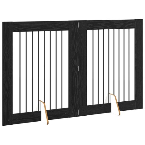 Hondenhekje met standaards 2 pcs Zwart eiken 80 x 100 cm 4