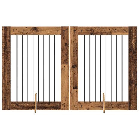 Hondenhekje met standaards 2 pcs Oud hout 80 x 100 cm 2