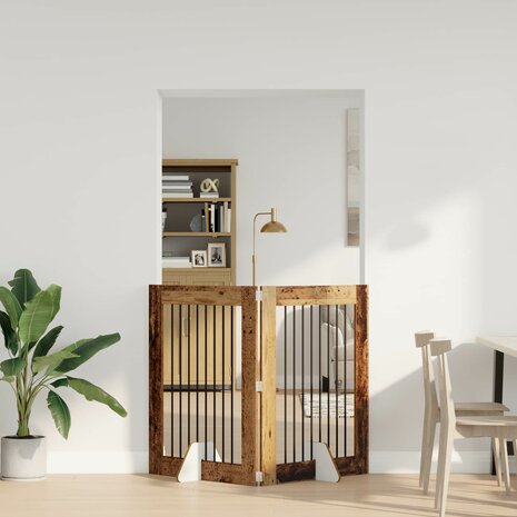 Hondenhekje met standaards 2 pcs Oud hout 80 x 100 cm 3