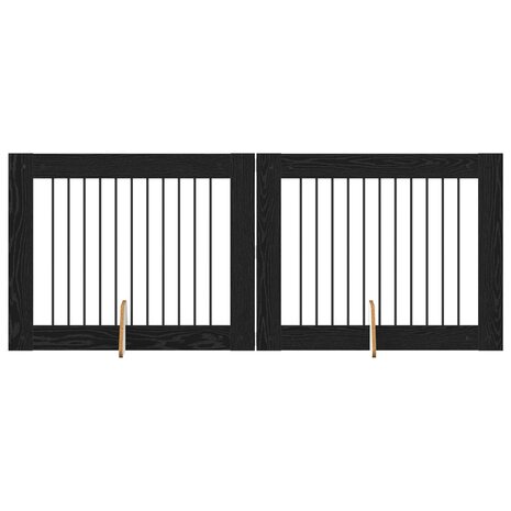 Hondenhekje met standaards 2 pcs Zwart eiken 100 x 80 cm 2