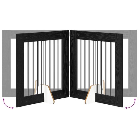 Hondenhekje met standaards 2 pcs Zwart eiken 80 x 80 cm 8