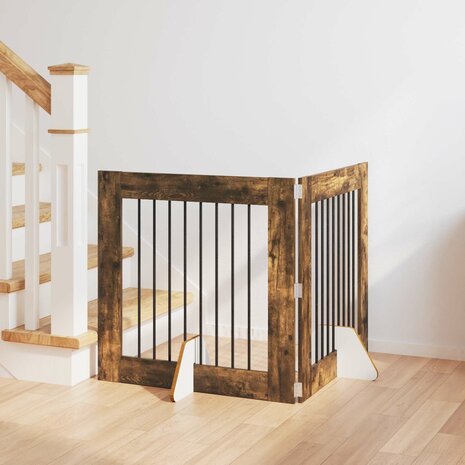 Hondenhekje met standaards 2 pcs Gerookt eiken 80 x 80 cm 1