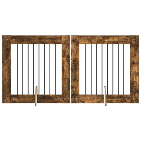 Hondenhekje met standaards 2 pcs Gerookt eiken 80 x 80 cm 2