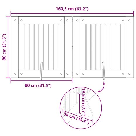 Hondenhekje met standaards 2 pcs Oud hout 80 x 80 cm 10