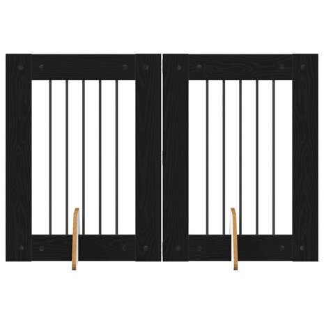 Hondenhekje met standaards 2 pcs Zwart eiken 60 x 80 cm 2