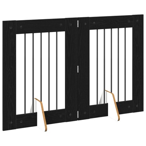 Hondenhekje met standaards 2 pcs Zwart eiken 60 x 80 cm 4