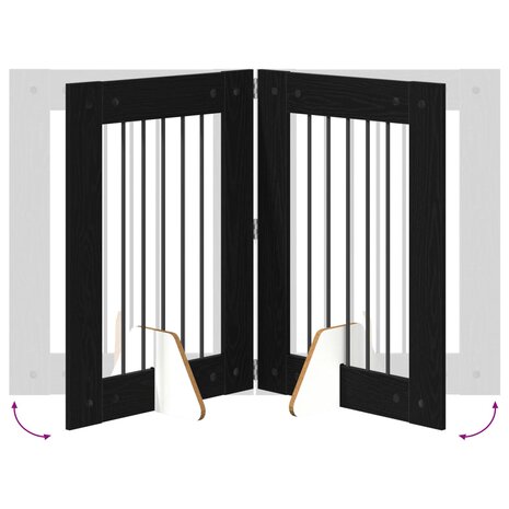 Hondenhekje met standaards 2 pcs Zwart eiken 60 x 80 cm 8