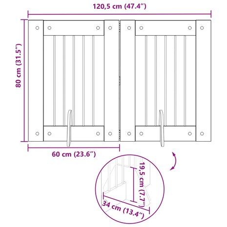 Hondenhekje met standaards 2 pcs Zwart eiken 60 x 80 cm 10