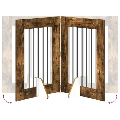 Hondenhekje met standaards 2 pcs Gerookt eiken 60 x 80 cm 8