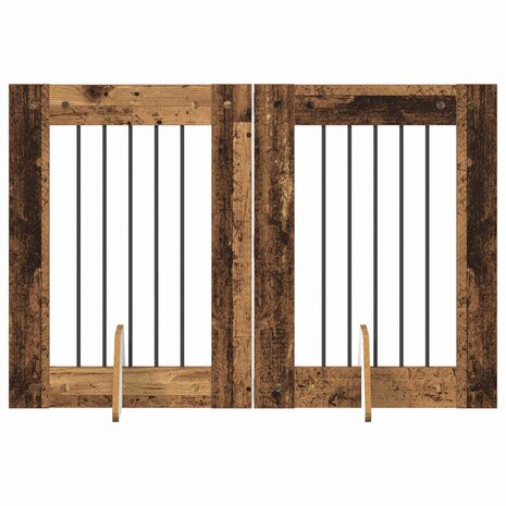 Hondenhekje met standaards 2 pcs Oud hout 60 x 80 cm 2