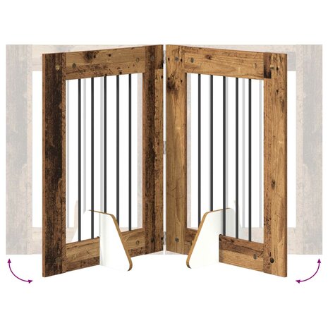 Hondenhekje met standaards 2 pcs Oud hout 60 x 80 cm 8