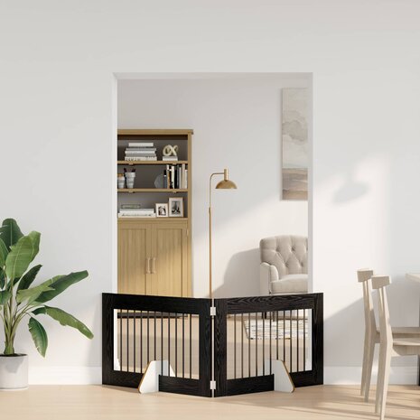 Hondenhekje met standaards 2 pcs Zwart eiken 100 x 60 cm 3