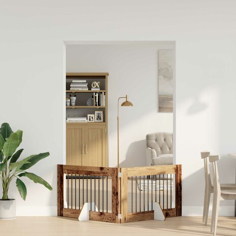 Hondenhekje met standaards 2 pcs Oud hout 100 x 60 cm 3