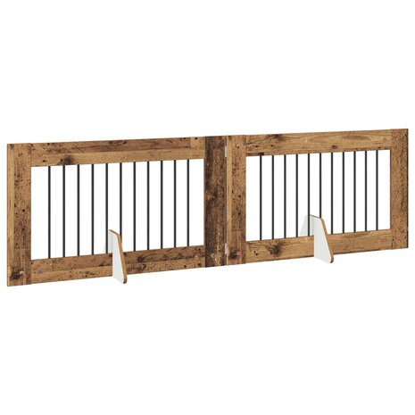 Hondenhekje met standaards 2 pcs Oud hout 100 x 60 cm 4