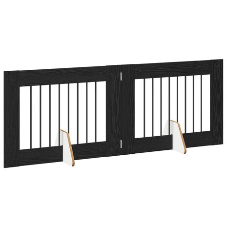Hondenhekje met standaards 2 pcs Zwart eiken 80 x 60 cm 4