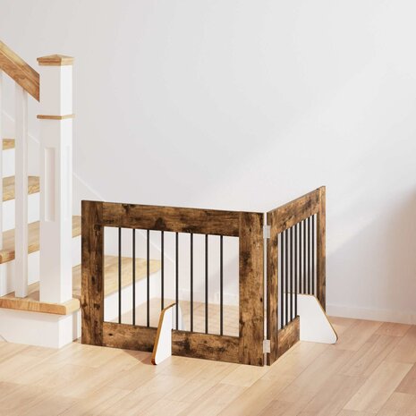 Hondenhekje met standaards 2 pcs Gerookt eiken 80 x 60 cm 1