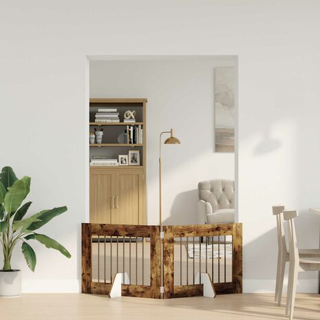 Hondenhekje met standaards 2 pcs Gerookt eiken 80 x 60 cm 3