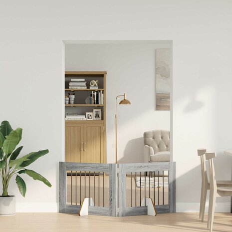 Hondenhekje met standaards 2 pcs Grijs sonoma 80 x 60 cm 3