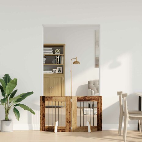 Hondenhekje met standaards 2 pcs Oud hout 60 x 60 cm 3