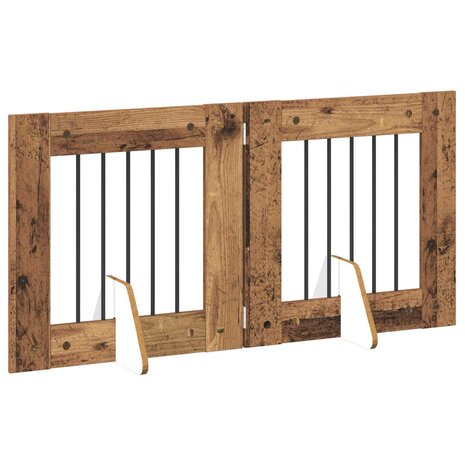 Hondenhekje met standaards 2 pcs Oud hout 60 x 60 cm 4