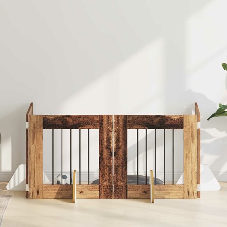 Hondenhekje met standaards 4 pcs Oud hout 60 x 60 cm 1