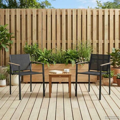 Tuinstoelen 2 pcs Zwart en Anthraciet 53,5 x 59 x 77 cm 1
