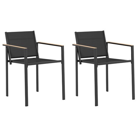 Tuinstoelen 2 pcs Zwart en Anthraciet 53,5 x 59 x 77 cm 2