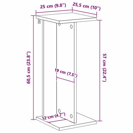 Plantenstandaard Sonoma Eiken 25 x 25,5 x 60,5 cm 8