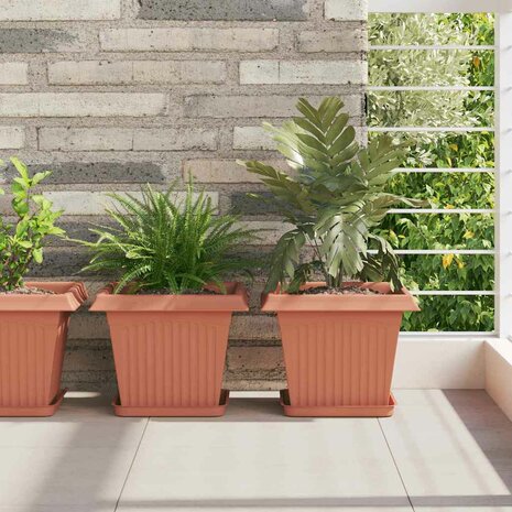 Plantenpotten 6 pcs Baksteenrood 28,5 x 28,5 x 22 cm Kunststof 1