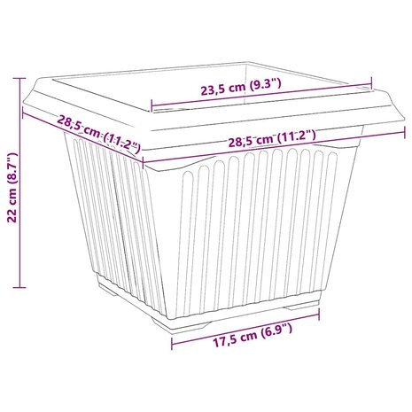 Plantenpotten 6 pcs Baksteenrood 28,5 x 28,5 x 22 cm Kunststof 11