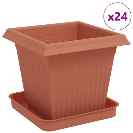 Plantenpotten 24 pcs Baksteenrood 16 x 16 x 14 cm Kunststof 2