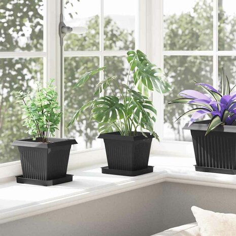 Plantenpotten 24 pcs Zwart 16 x 16 x 14 cm Kunststof 4