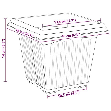 Plantenpotten 24 pcs Zwart 16 x 16 x 14 cm Kunststof 11