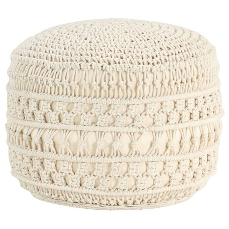 Poef macram&eacute; handgemaakt 45x30 cm katoen 1