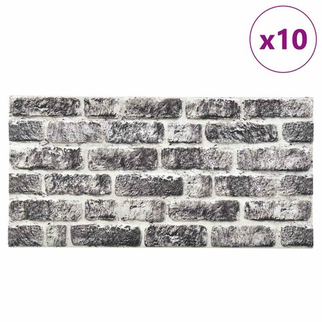 Wandpanelen 10 pcs Donkergrijs en Wit 100 x 50 cm EPS-schuim 2