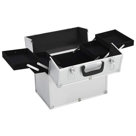 Make-up koffer 38x23x34 cm aluminium zilverkleurig 2