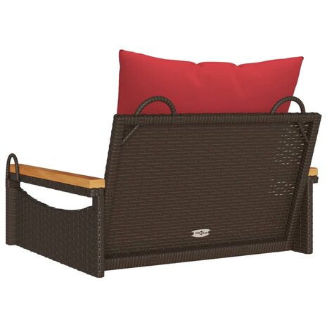 Schommelbank met kussens 63x62x40 cm poly rattan bruin 6
