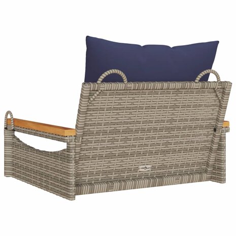 Schommelbank met kussens 63x62x40 cm poly rattan grijs 6