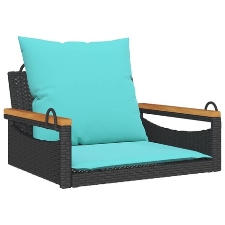 Schommelbank met kussens 63x62x40 cm poly rattan zwart 2
