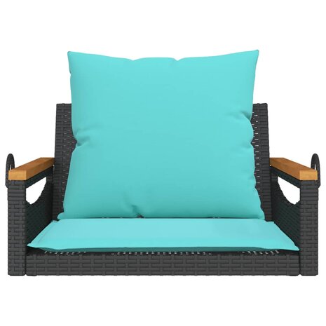 Schommelbank met kussens 63x62x40 cm poly rattan zwart 4
