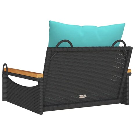 Schommelbank met kussens 63x62x40 cm poly rattan zwart 6