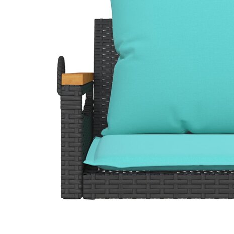 Schommelbank met kussens 63x62x40 cm poly rattan zwart 8